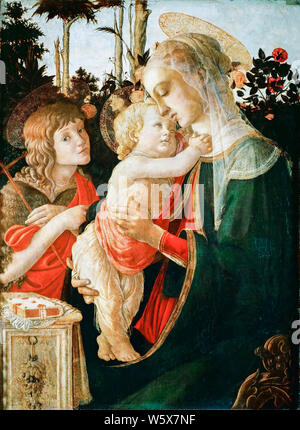 Sandro Botticelli, Madonna and Child with Young St John the Baptist, painting, 1470-1475 Stock Photo