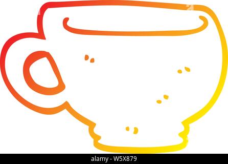 warm gradient line drawing of a cartoon cup Stock Vector