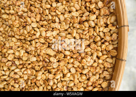 Coffee beans drying at sun at the coffee farm Stock Photo