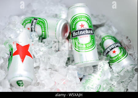 FILE&ndash;Cartons of Heineken beer are on display in Beijing, China, 1 