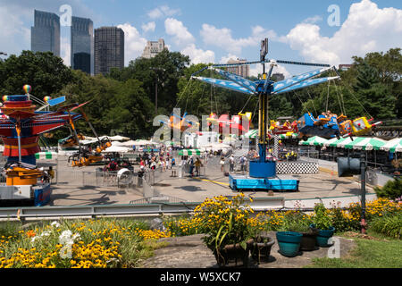 Victorian Gardens, Carnival in Central Park, NYC Stock Photo