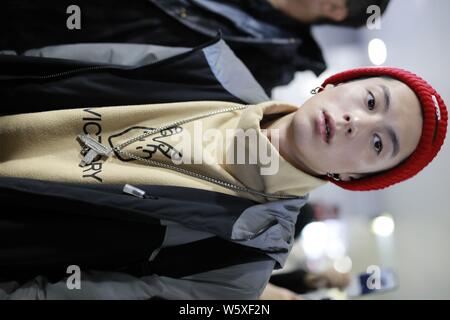 Chinese actor Dylan Wang Hedi of the new lineup of Chinese boy group F4 is  interviewed before the 2018 Super Penguin Basketball Celebrity Game in Shan  Stock Photo - Alamy