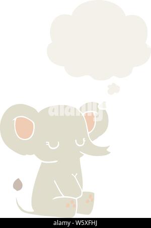 cartoon elephant with thought bubble in retro style Stock Vector