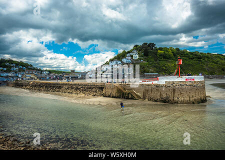 The Banjo Pier at the small coastal town of Looe in Cornwall, England, UK. Stock Photo