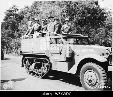 Secretary of War Henry Stimson and his party on an inspection of troops ...