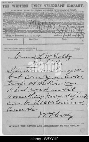 Situation Report; Scope and content:  This is document pertains to: Correspondence Between Military Officers Regarding Wounded Knee Tragedy. November 24, 1890 to January 24, 1891. Stock Photo