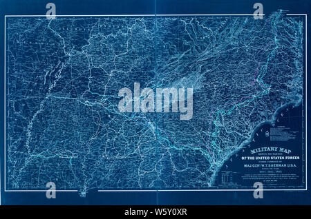 Civil War Maps 1151 Military map showing the marches of the United States forces under command of Maj Gen'l WT Sherman during the years 1863 1864 1865 02 Inverted Rebuild and Repair Stock Photo