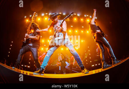 Members of German rock band Scorpions perform during the 'Crazy World Tour' concert in Shanghai, China, 21 November 2018. *** Local Caption *** Stock Photo