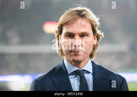Czech retired footballer and CSL ambassador Pavel Nedved receives an interview before the first leg of Chinese Football Association (CFA) Cup final be Stock Photo