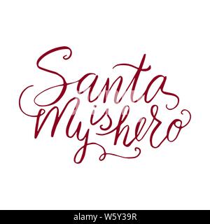 Merry Christmas brush lettering typography. Handwriting text design with winter handdrawn lettering. Happy New Year greeting card decoration. Stock Vector