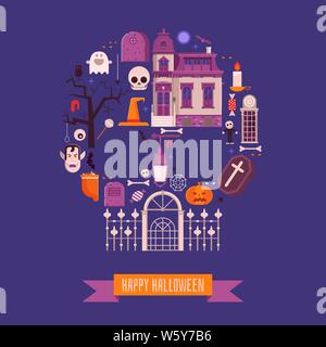 Happy Halloween Night Print or Card Design Stock Vector