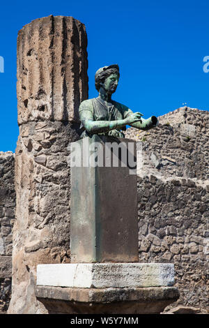 Statue of the goddess Diana in the temple of Apollo in the ancient Pompeii Stock Photo