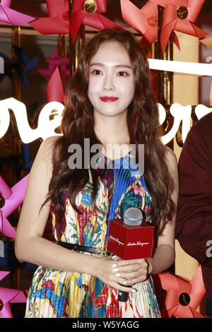 South Korean singer and actress Jessica Jung Soo-yeon attends a promotional event for Salvatore Ferragamo in Hong Kong, China, 2 November 2018. Stock Photo