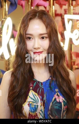 South Korean singer and actress Jessica Jung Soo-yeon attends a promotional event for Salvatore Ferragamo in Hong Kong, China, 2 November 2018. Stock Photo