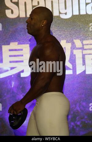 Jamaican-American IFBB professional bodybuilder Shawn Rhoden is pictured during a bodybuilding competition in Shanghai, China, 13 November 2018. Stock Photo