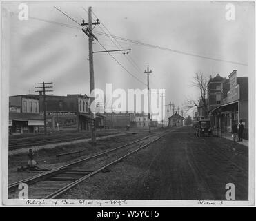 Town of Haubstadt, Indiana; Scope and content:  Various street scenes showing the John F. Halbig General Merchandise store, other businesses, railroad tracks, Model T car, and horse and buggy. In photo #94 the date on the Halbig building is 1877. Stock Photo