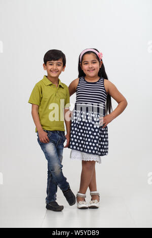 Portrait of two children smiling Stock Photo