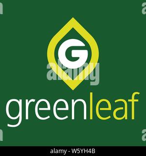 Vector illustration. Green leaf sign or symbol in green tones. Isolated. Stock Vector