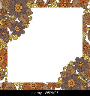Autumn flower frame. Colorful blooms. Vector illustration Stock Vector