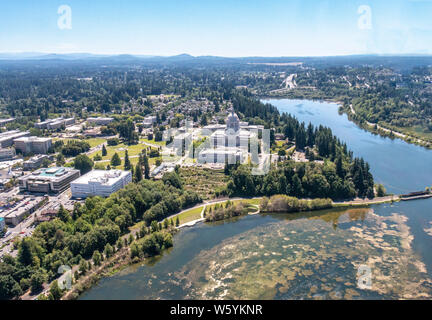 Aerial view of Budd Inlet at the Puget Sound in Olympia, WA Stock Photo ...