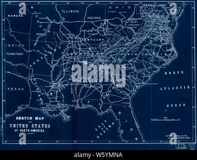 Civil War Maps 1604 Sketch map of United States of North-America 1861-65 Inverted Rebuild and Repair Stock Photo