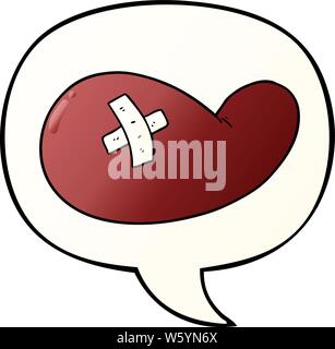 cartoon injured gall bladder with speech bubble in smooth gradient style Stock Vector