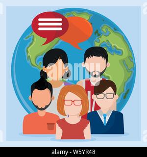 People talking around the world cartoons Stock Vector