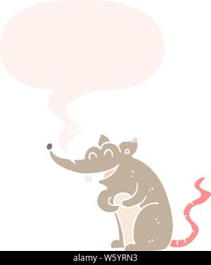 cartoon rat with speech bubble in retro style Stock Vector