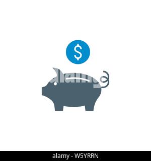 Piggy Bank related vector glyph icon. Stock Vector