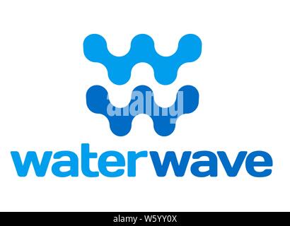 Vector illustration. Water wave sign or symbol in blue tones. Isolated. Stock Vector
