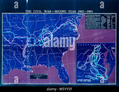 Civil War Maps 1759 The comprehensive series historical-geographical maps of the United States 02 Inverted Rebuild and Repair Stock Photo
