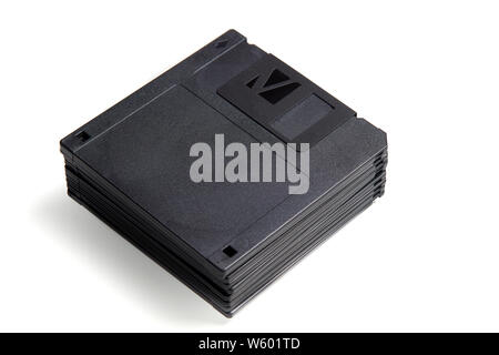 stack of old format floppy disks isolated on white background Stock Photo