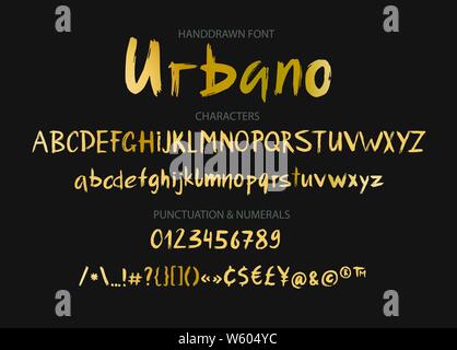 Handwritten Brush font. Hand drawn brush style modern calligraphy. Hand Lettering and Custom Street Brutal Typography. Stock Vector