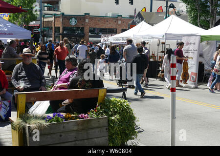 SEATTLE - MAY 18, 2019 - Crowd at the  the 50th Annual University District Street Fair (oldest in the country),Seattle, Washington Stock Photo