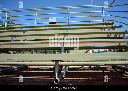 Bleachers at basefield field at a local community park. Stock Photo