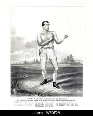 Tom Sayers, champion of England born at Pimlico near Brighton, Sussex 1826, height 5 ft. 8 inches, lowest feichting weight 10 st. 10 lbs ca. 1860 Stock Photo