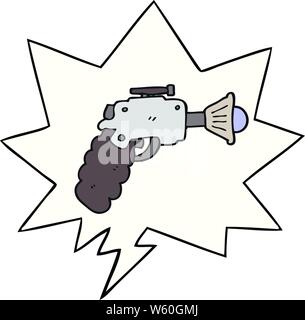 cartoon ray gun with speech bubble Stock Vector