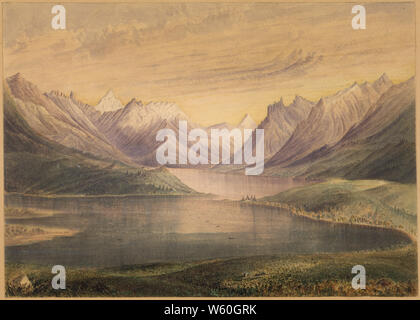 Ak-Knote. Kult. num Waterton or Chief Mountain Lake from the narrows looking South Stock Photo