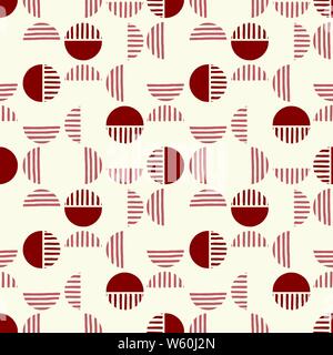 Small Scale Retro Geo Dots and Half Dots Vector Seamless Pattern. Over Scaled Modern Geometric Circles. Simple Bold Streaking Minimalist Background. P Stock Vector