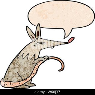 cartoon sneaky rat with speech bubble in retro texture style Stock Vector