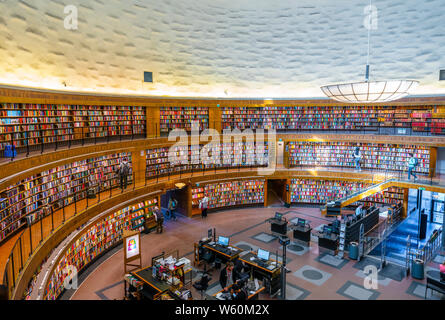 Interior of the rotunda at Stockholm Public Library (Stadsbibliotek) designed by Gunnar Asplund, Stockholm, Sweden, Scandinavia Stock Photo