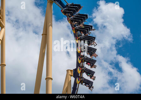 Tampa Bay, Florida. July 12, 2019. People enjoying  amazing Montu rollercoaster at Busch Gardens Stock Photo
