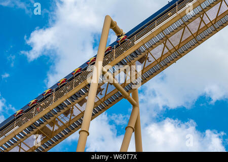 Tampa Bay, Florida. July 12, 2019. People having fun amazing Montu rollercoaster at Busch Gardens Stock Photo