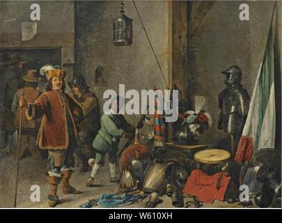 David Teniers (II) - A guardroom with a self-portrait of the artist. Stock Photo
