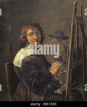 David Teniers (II) - Artist in a studio (Possibly a self-portrait). Stock Photo
