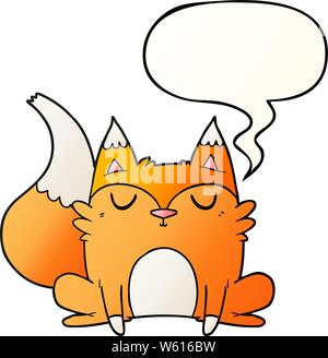 cartoon fox with speech bubble in smooth gradient style Stock Vector