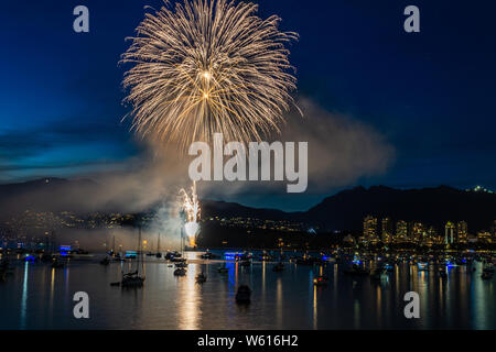 Celebration of Light team India perform fireworks in Vancouver July 27 2019. Stock Photo