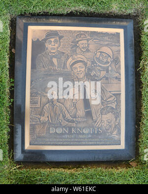 LOS ANGELES, CA/USA - MARCH 15, 2019: Actor Don Knott’s tombstone at Pierce Brothers Westwood Village Memorial Park, where many celebrities are buried Stock Photo