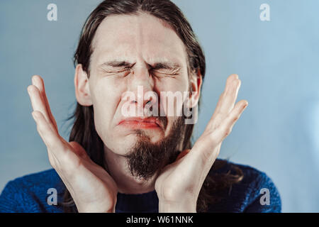 the guy with the beard on half his face Stock Photo