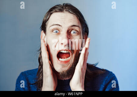 the guy with the beard on half his face Stock Photo